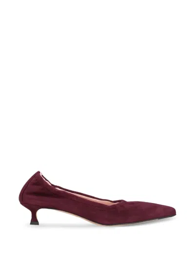 La Rose Elasticated Suede Pumps In Red