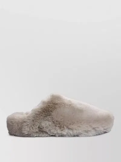La Rose Faux Fur Indoor Slippers Round Toe In Multi