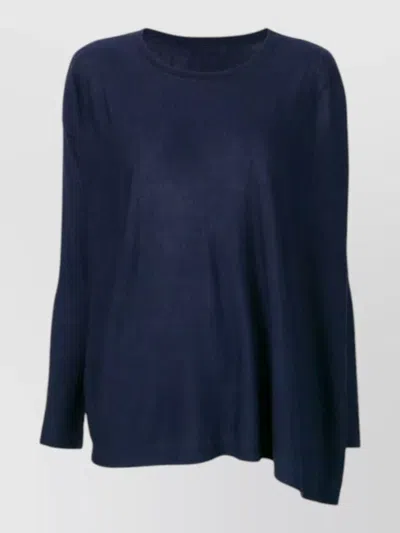 La Rose Fine-knit Merino Wool Long-sleeve Sweater In Blue