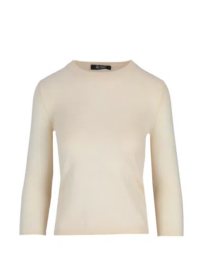 La Rose Fine-knit Three-quarter Sleeve Sweater In Black