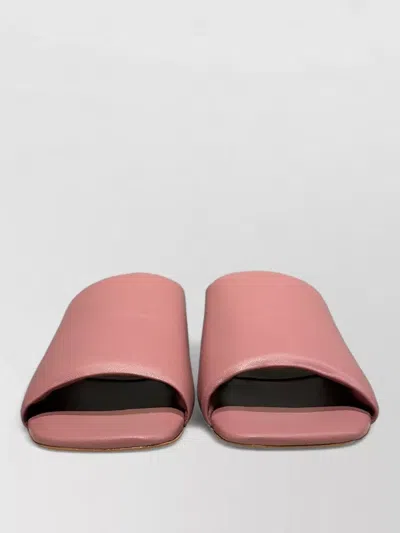 La Rose Flat Sandals Open Toe Nappa Leather In Pink
