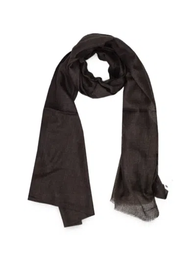 La Rose Frayed-edge Scarf In Brown