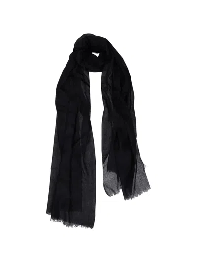 La Rose Frayed-edge Scarf In Black