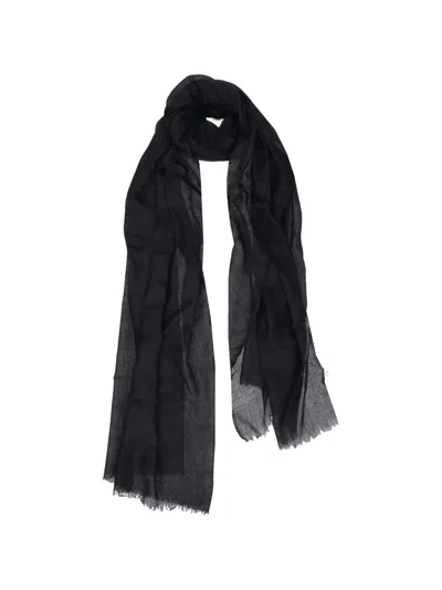 La Rose Frayed-edge Scarf In Black