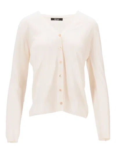La Rose V Neck Cardigan Knit Long Sleeves In Neutral