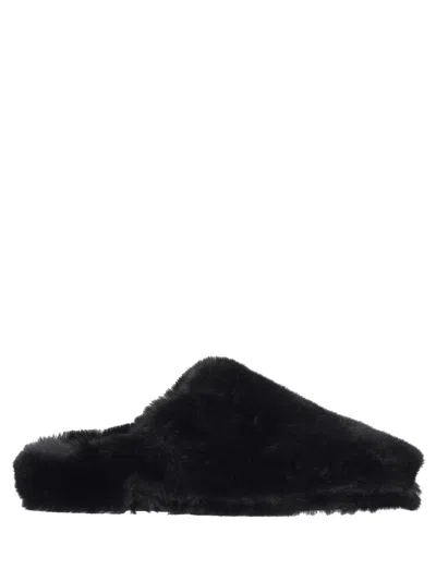 La Rose Furry Indoor Slippers In Black