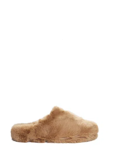La Rose Furry Faux-fur Slippers In Camel