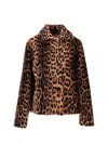 La Rose Button Leopard-print Jacket In Brown