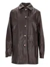 La Rose Button-up Leather Coat