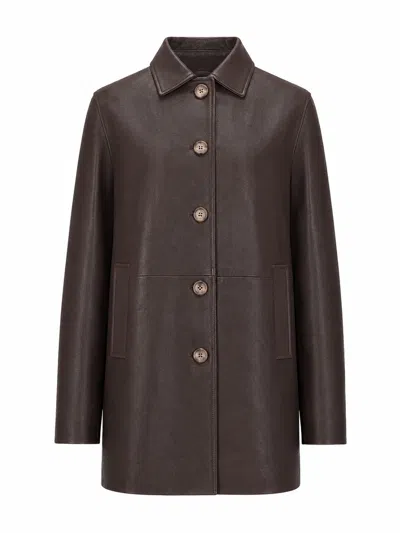 La Rose Giacca Pelle Vintage In Brown