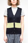 La Rose Blue V-neck Sleeveless Vest In Multicolor