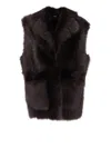 La Rose Gilet Montone Pelo Lungo In Brown