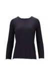 La Rose Ribbed Girocollo Top In Black