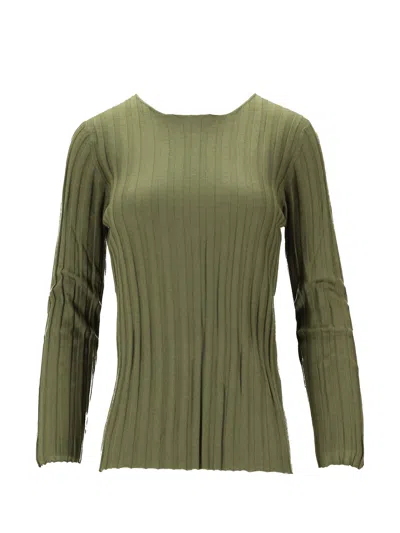 La Rose Ribbed Long-sleeve Top In Brown