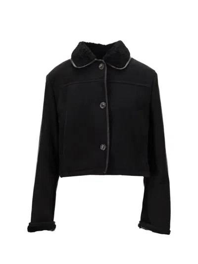 La Rose Giubbino In Pelle Montone Nero In Black