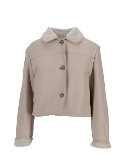 La Rose Giubbino In Pelle Nappato Bianco In Gray