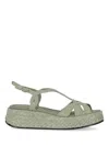 La Rose Maui Platform Wooden Sandal In Green