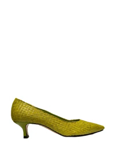 La Rose Green Woven Pumps