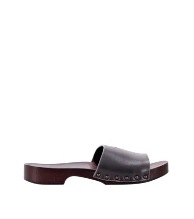 La Rose Grey Leather Sandals In Multi