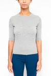 La Rose Grey Rownd Neck Sweater Top In Grey