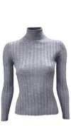 La Rose Grey High Neck Sweater In Grey