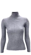 La Rose Grey High Neck Sweater In Grey
