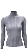 La Rose Grey High Neck Sweater In Grey