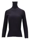 La Rose High-neck Ribbed Top In Black