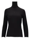 La Rose High-neck Ribbed Top In Black