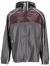 La Rose Elasticated Hooded Leather Jacket In Grey