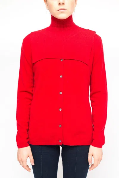 La Rose Jabot Cashmere Red In Multicolor