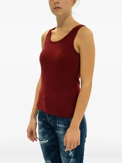 La Rose Knitted Tank Top In Red