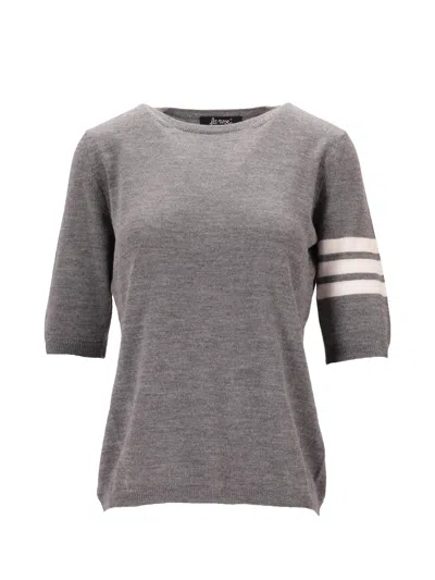 La Rose 3/4 Merino Wool Knitwear In Gray