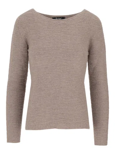 La Rose Barchetta Ribbed Long Sleeve Round Neck Top In Purple