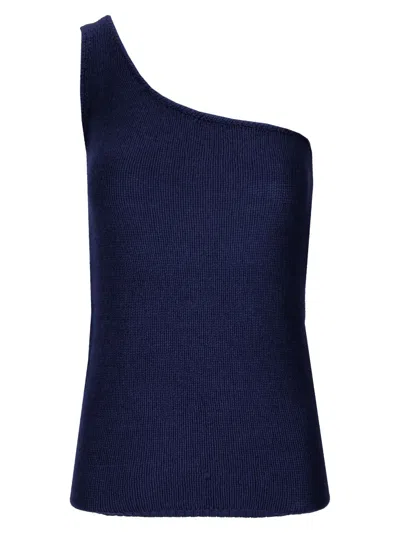 La Rose One Shoulder Cash Top In Blue