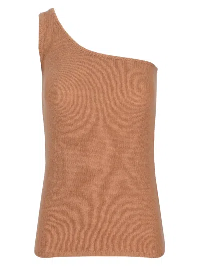 La Rose One Shoulder Cash Top In Brown