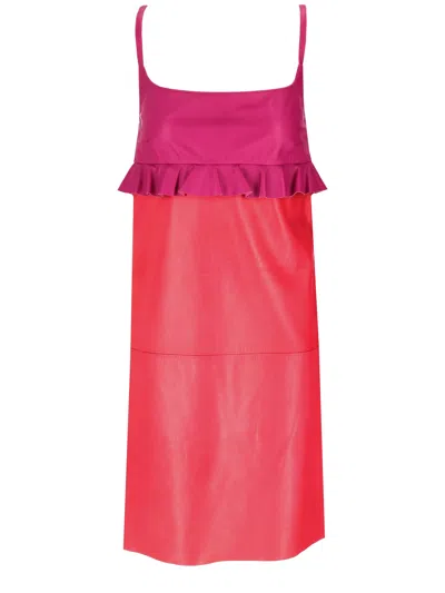 La Rose Leather Dress Top Fuxia Gonna Rossa In Pink