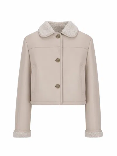 La Rose Giubbino In Pelle Nappato Bianco In Purple