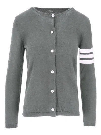 La Rose Grey Cardigan White Stripes In Gray