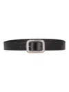 La Rose Black Solid Buckle Belt In Black