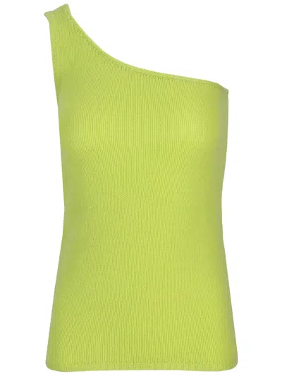La Rose One-shoulder Knitted Top In Green