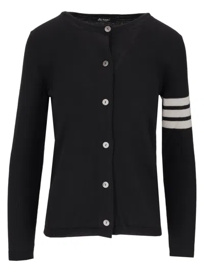 La Rose Black Cardigan White Stripes