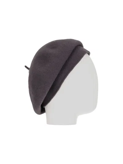 La Rose Roll Up Beret In Gray