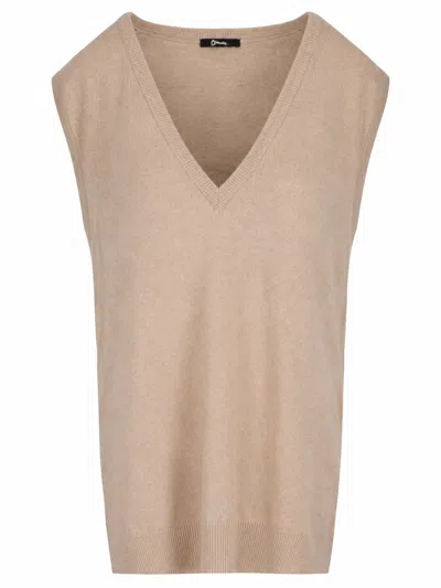 La Rose Knitwear Gilet Oversize Sabbia In Brown