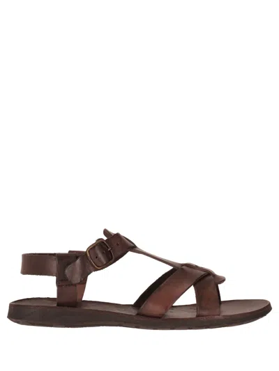 La Rose Sandals Leather Bordeaux In Brown