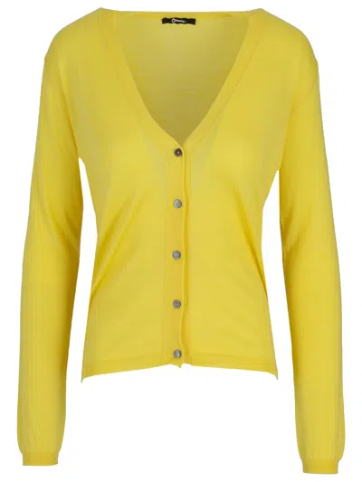 La Rose Cashmere Crop V Neck Cardigan In Gold
