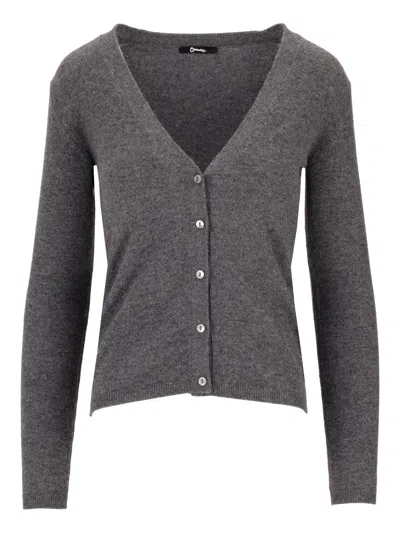 La Rose Cashmere Crop V Neck Cardigan In Gray