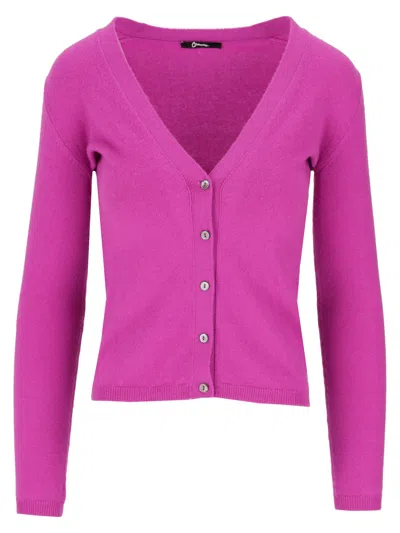 La Rose Cashmere Crop V Neck Cardigan In Purple