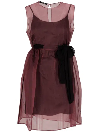 La Rose Vestito Con Sottoveste Bordeaux In Brown