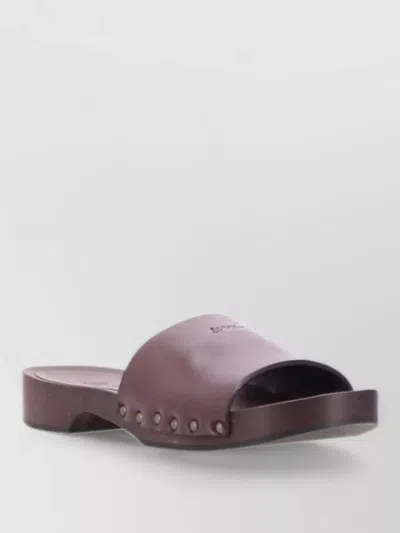 La Rose Leather Flat Sandals Open Toe Design In Purple